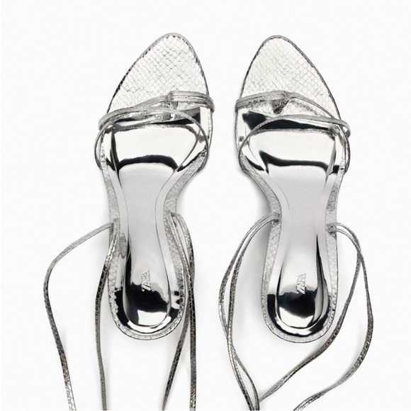 Zara metallic lace-up heels - Picture 4 of 8